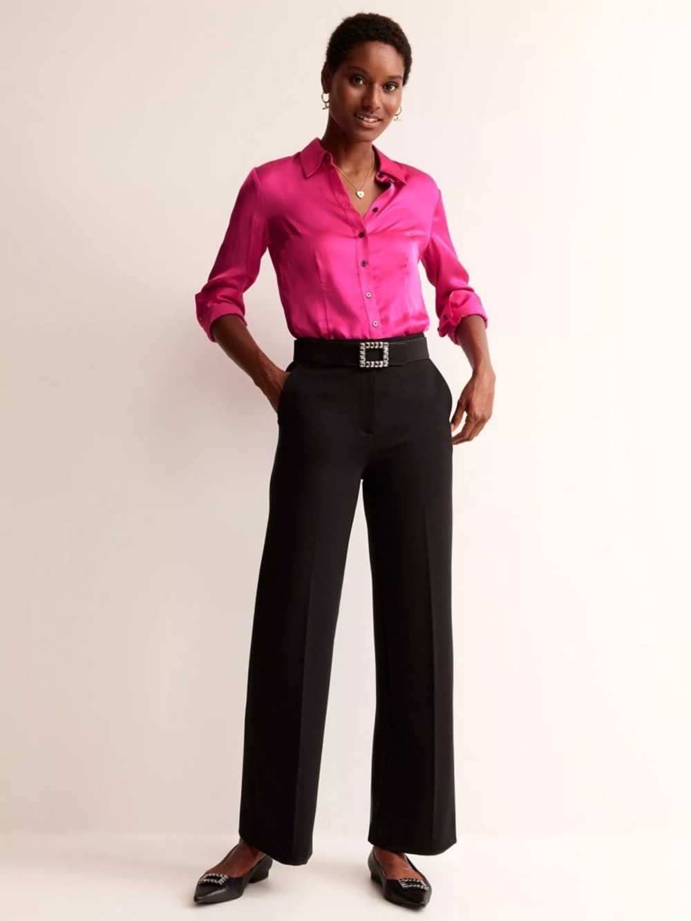 Boden Saskia Satin Shirt Vibrant Pink‎ Button Down Long Sleeve Women’s 6 US - Picture 6 of 13
